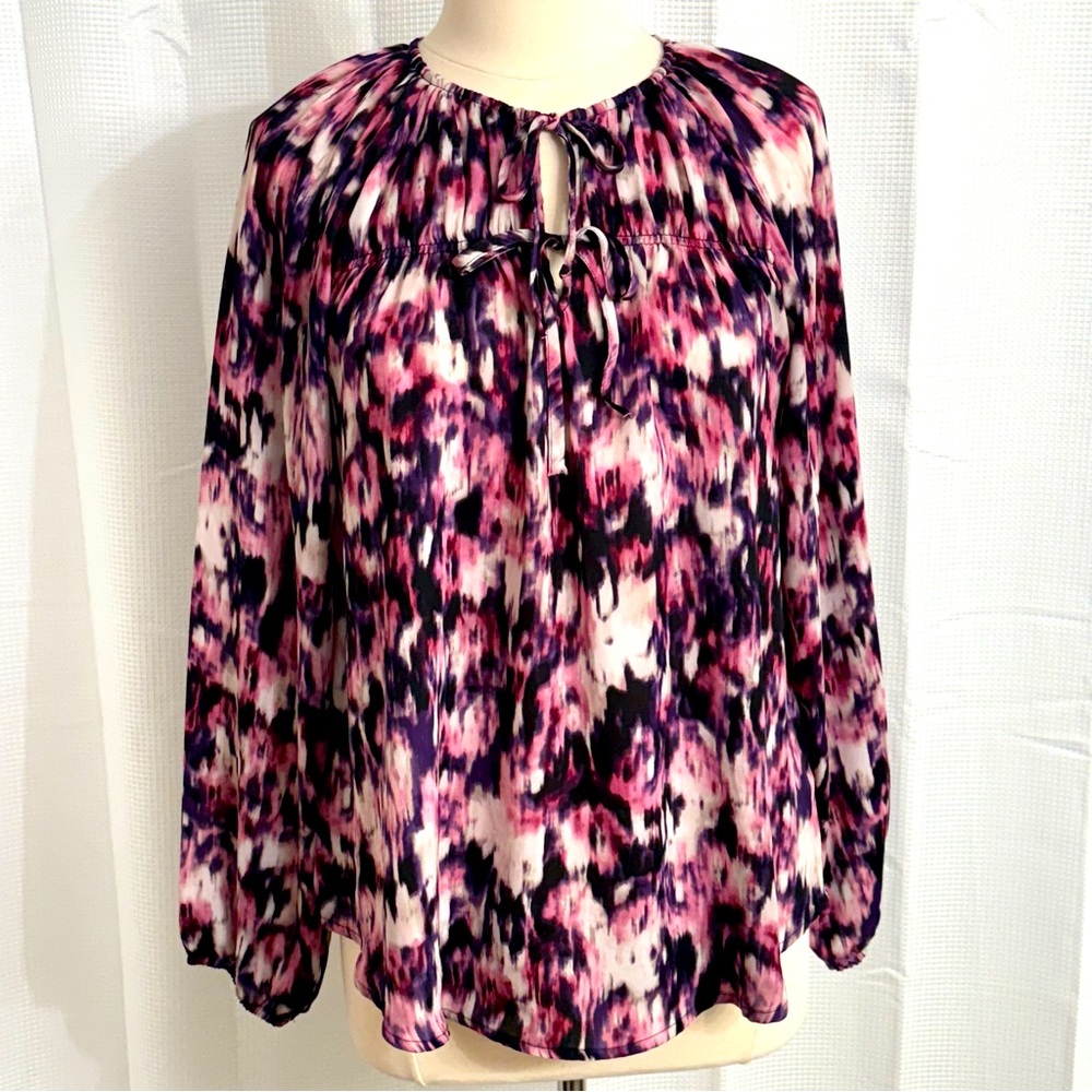 Simply Vera Vera Wang Women's Boho Blouse, Pink, Purple and White, Size L